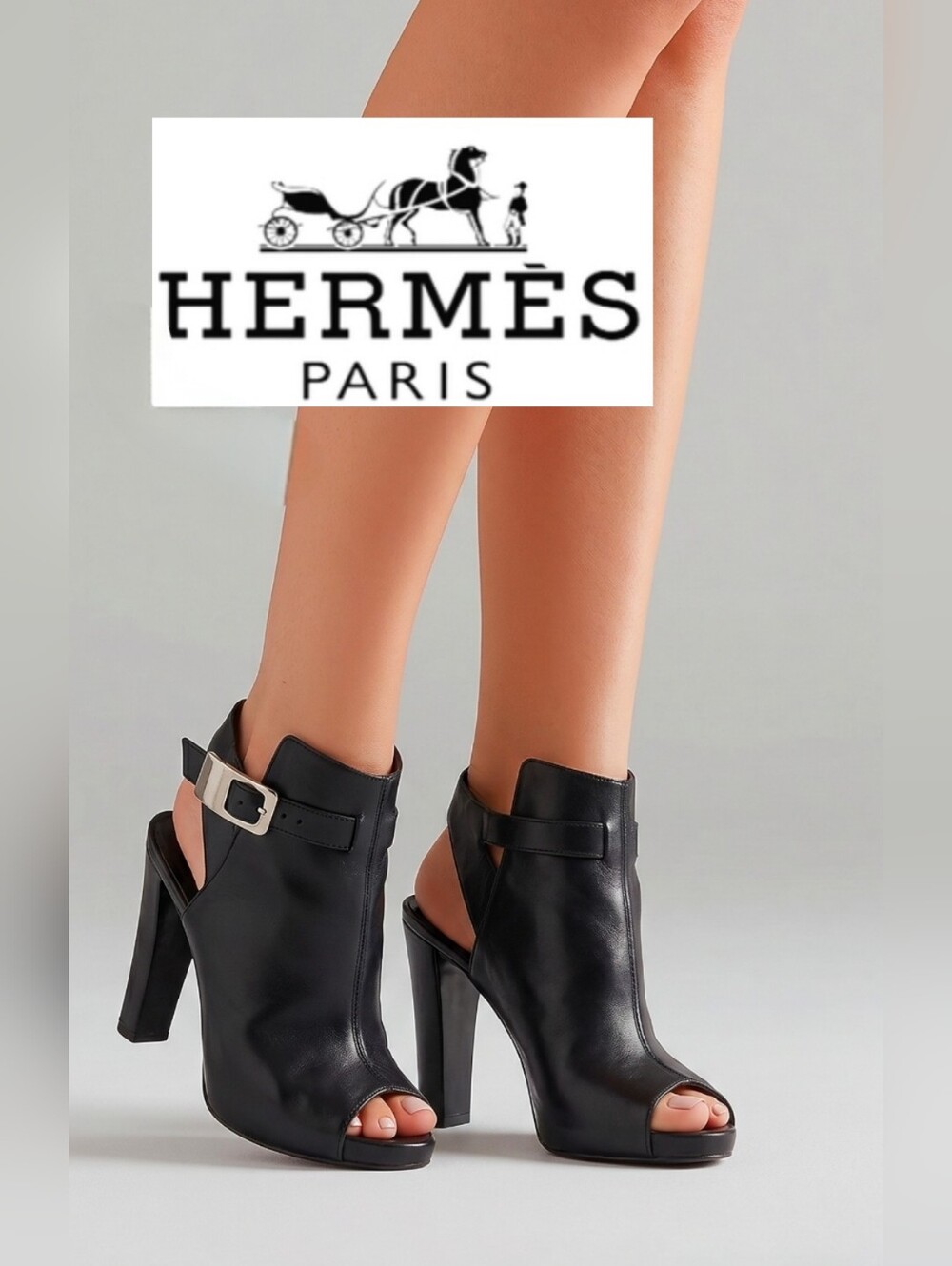 Hermès Leather Boots Booties Open Toe : 6.5 | US6.5, IT36.5 Auth